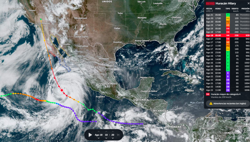 Huracán Hilary alcanza categoría 4 y amenaza BC ESQUINA 32
